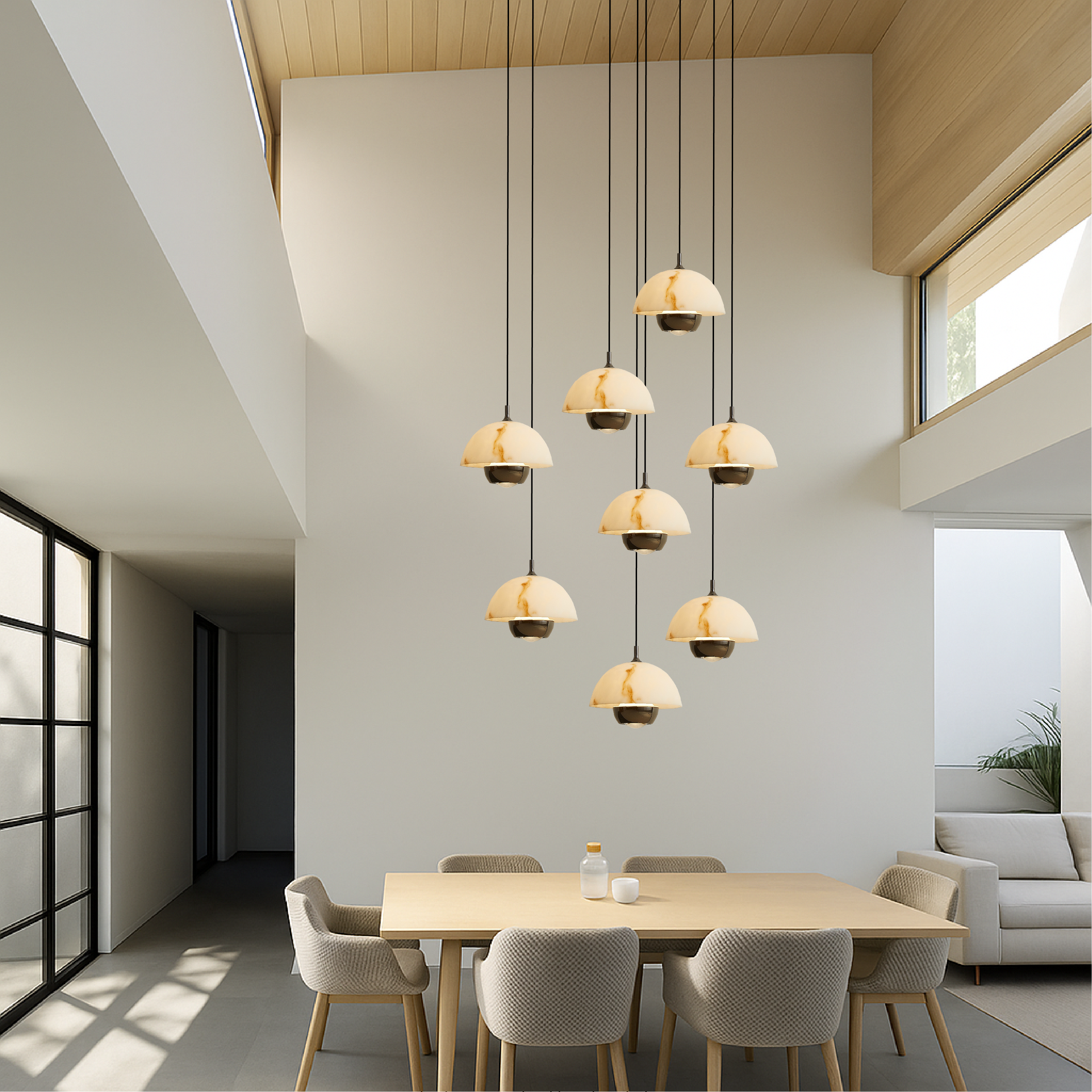 Natural Marble Staircase Chandelier with 8 Heads