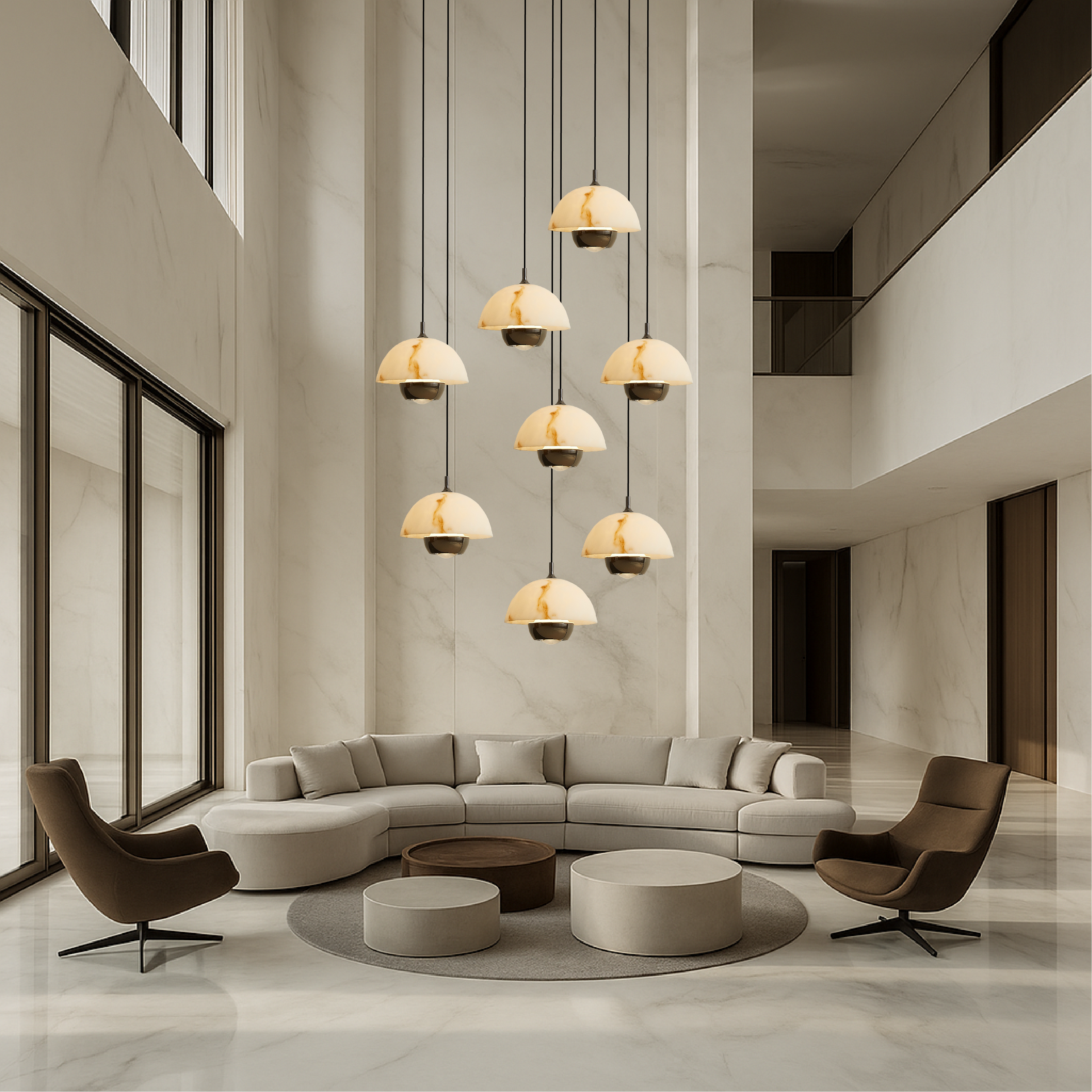 Natural Marble Staircase Chandelier with 8 Heads