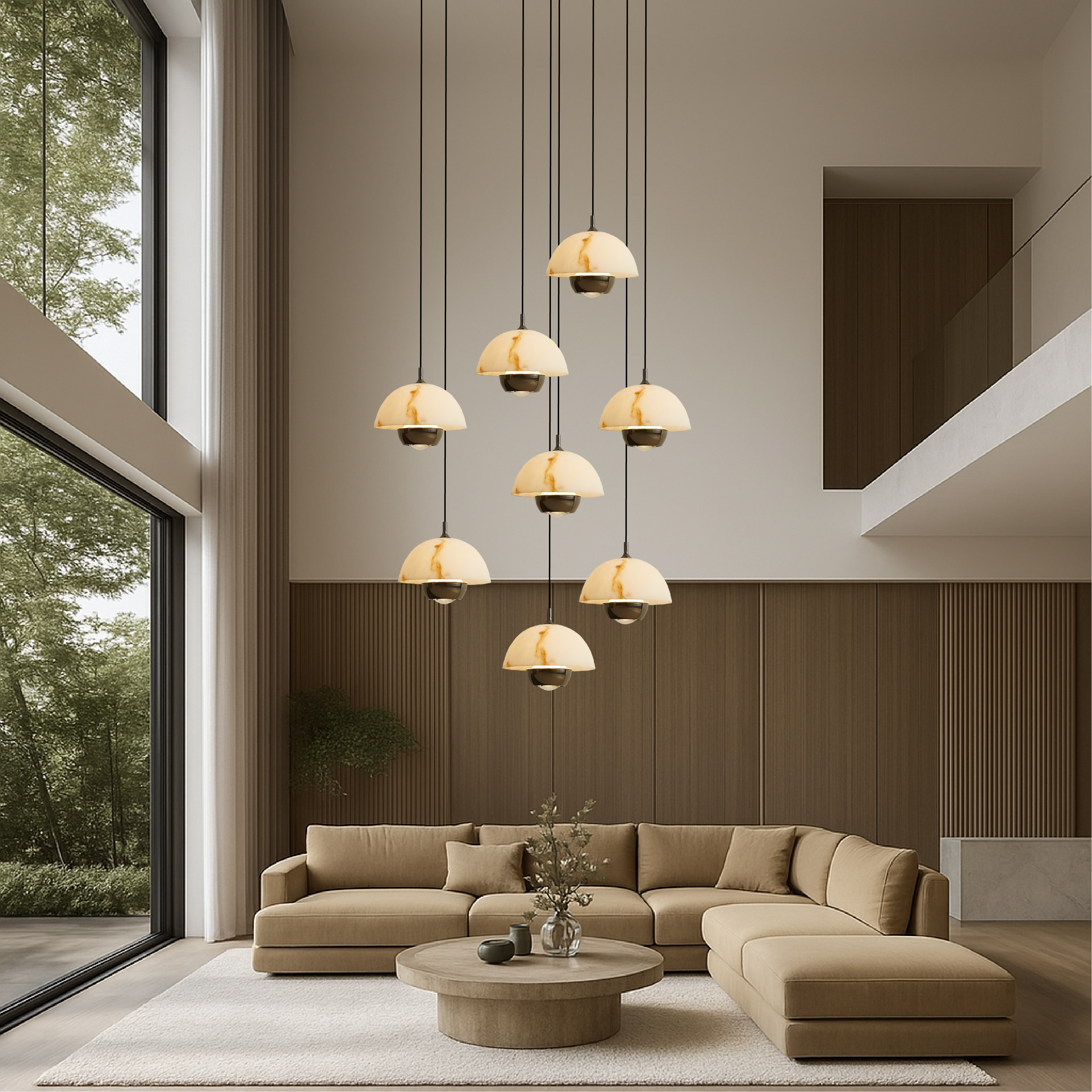 Natural Marble Staircase Chandelier with 8 Heads