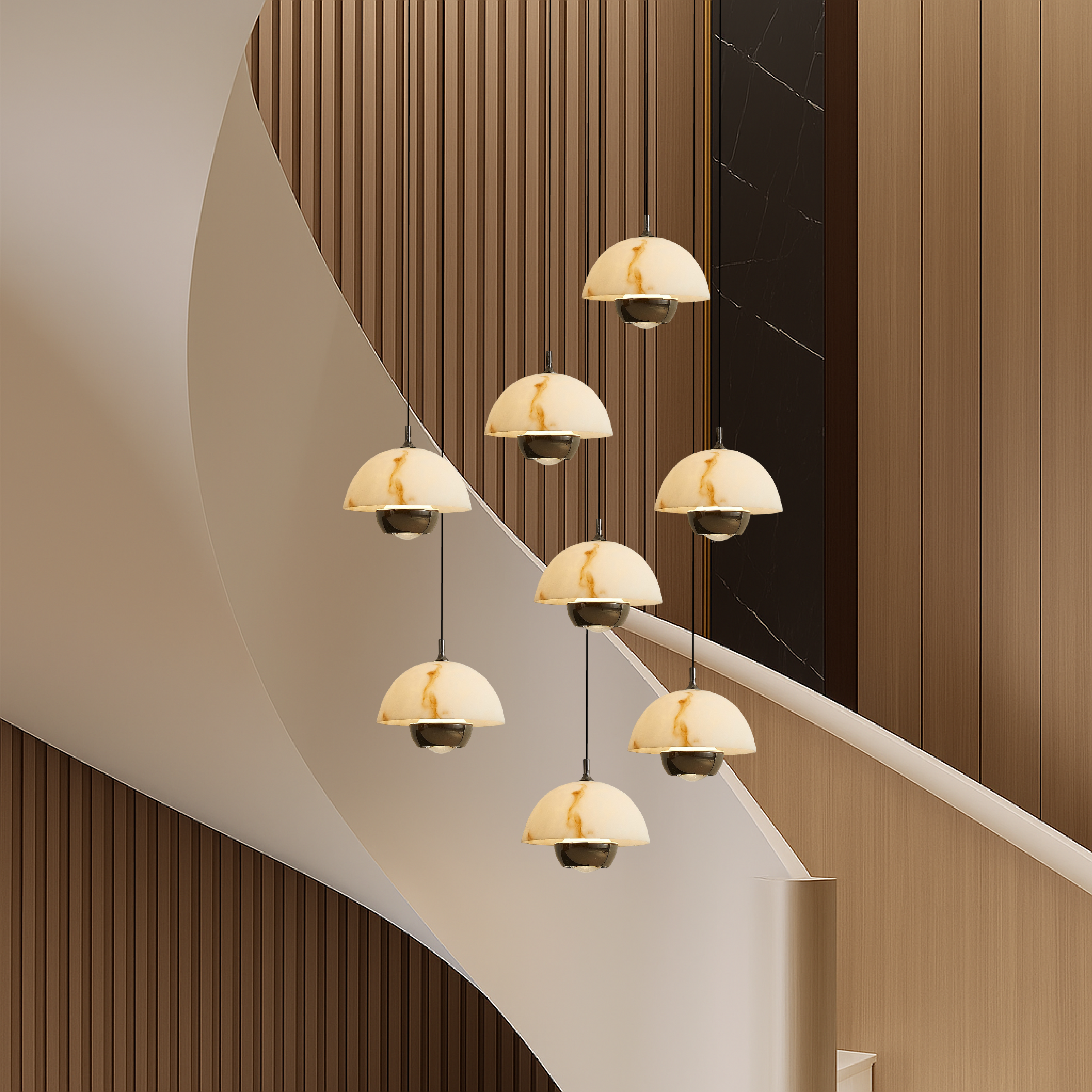 Natural Marble Staircase Chandelier with 8 Heads