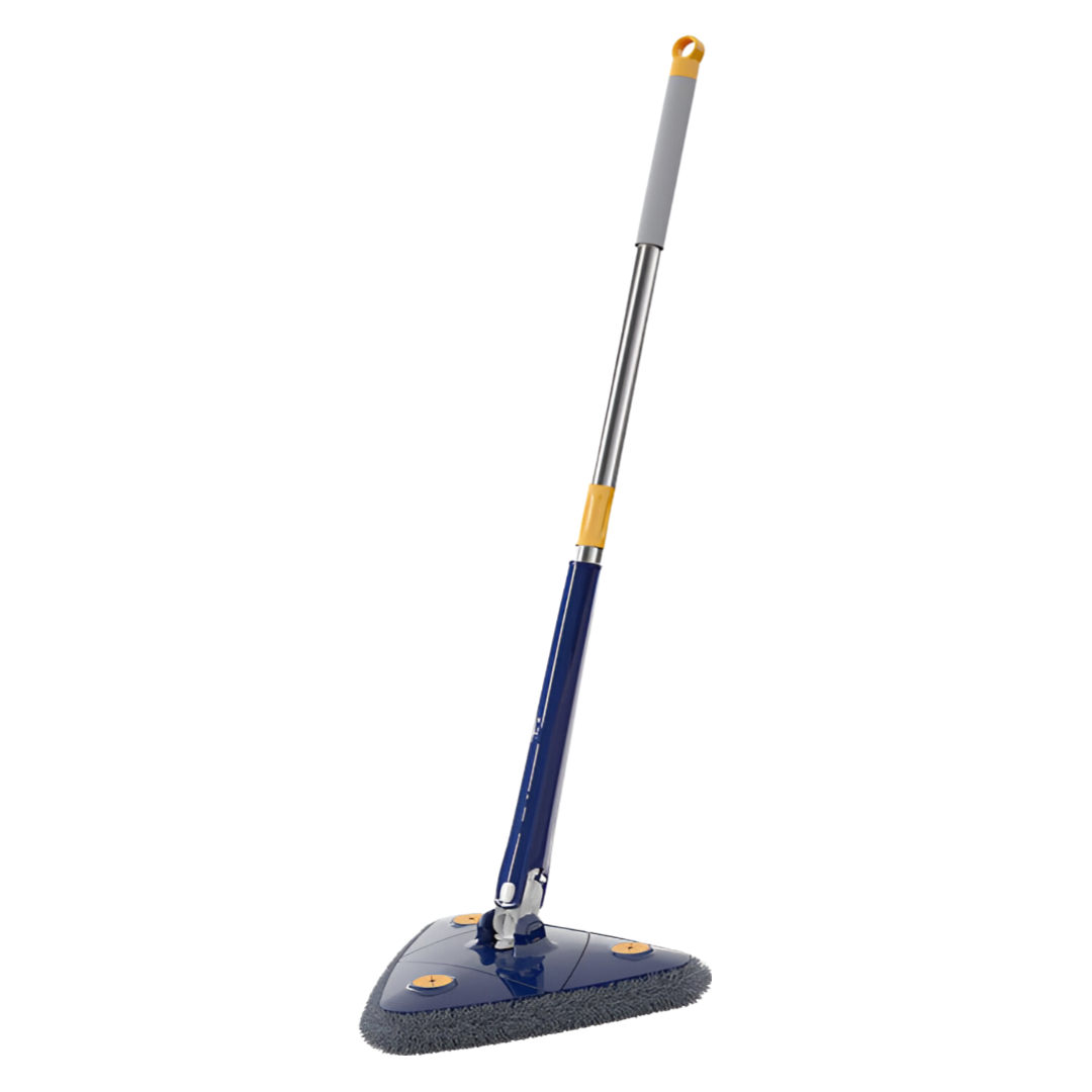 Balai Ajustable et Rotatif Bleu - Microfibre Renforcée - Nettoyage Maison tra