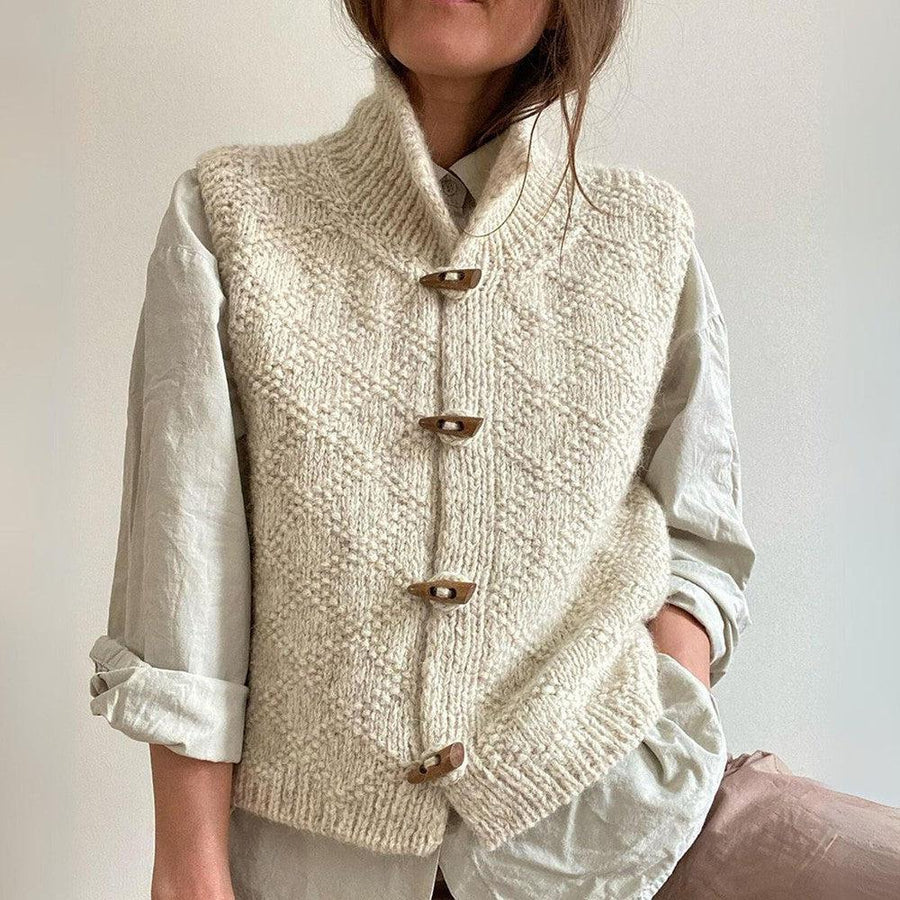 Cardigan Naomki sans manches en beauté naturelle, taille S pour un style sophistiqué