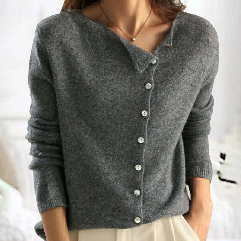 Pull à Boutons Nath en Gris - Style Confortable et Élégance Fonctionnelle tra