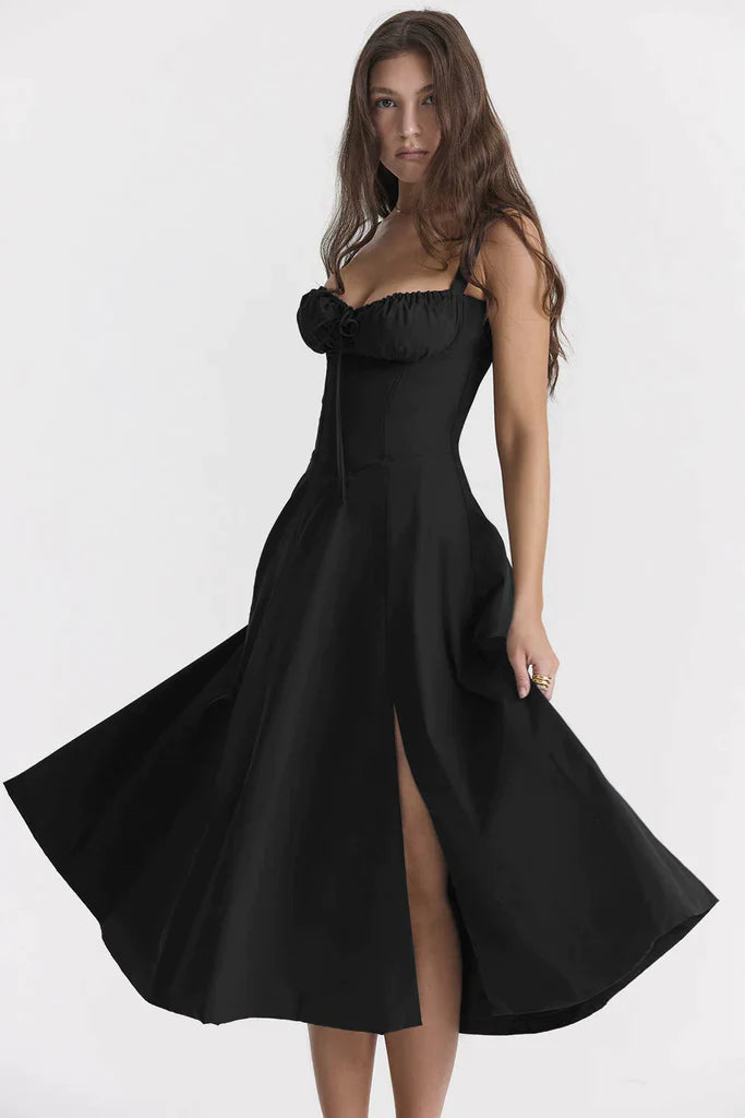 Robe d'Été à Fleurs Nathalie - Noir, Haute Qualité et Style Polyvalent travel