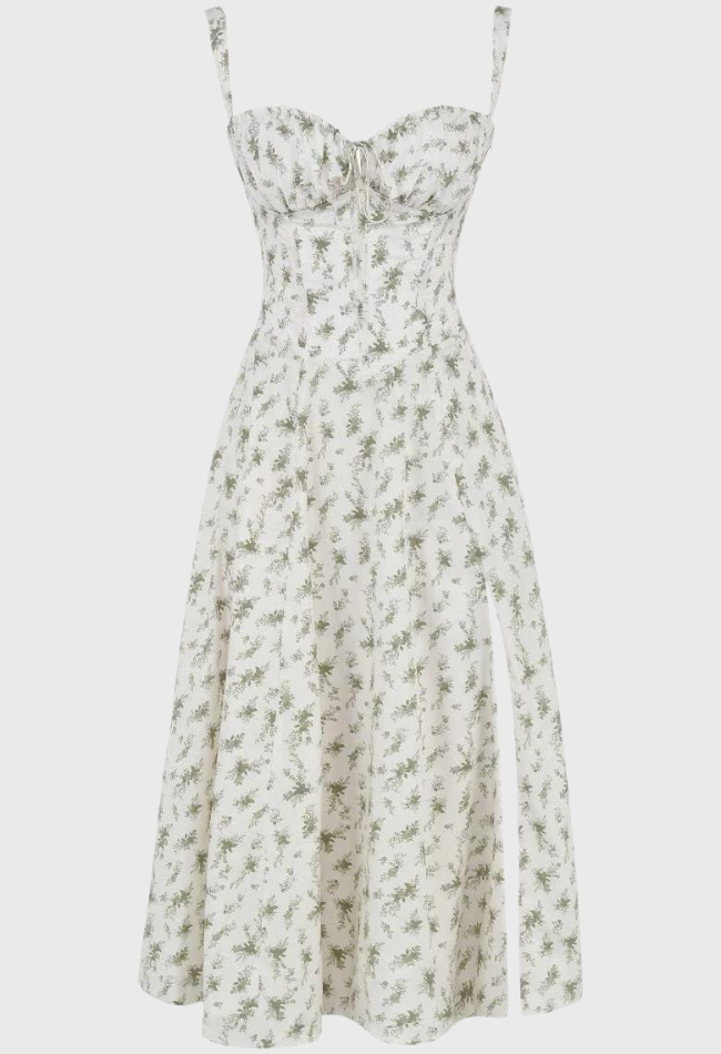 Robe d'Été à Fleurs Nathalie - Vert, Beauté Naturelle et Haute Qualité travel