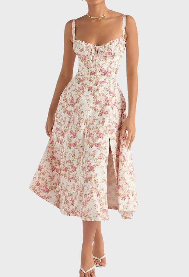 Robe d'Été à Fleurs Nathalie - Élégance et Confort pour Occasions Spéciales t