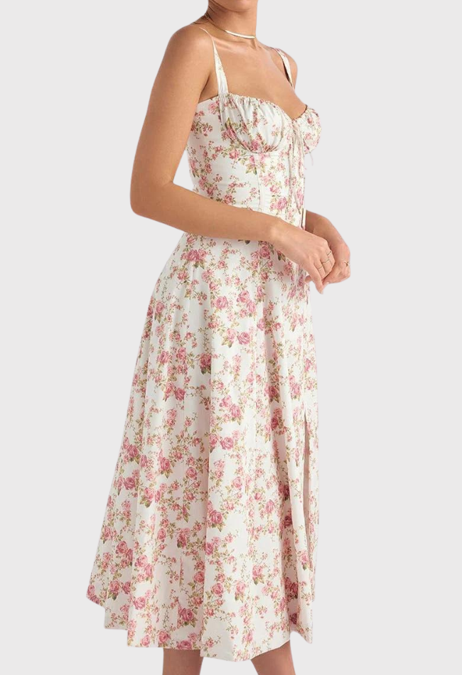 Robe d'Été à Fleurs Nathalie - Élégance et Confort pour Occasions Spéciales t