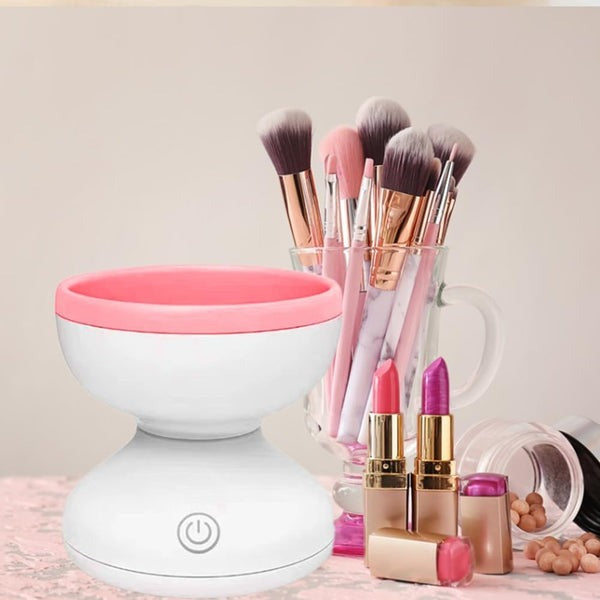 Nettoyeur de pinceaux maquillage électrique - Blanc-Rose, Soins de la Peau tr