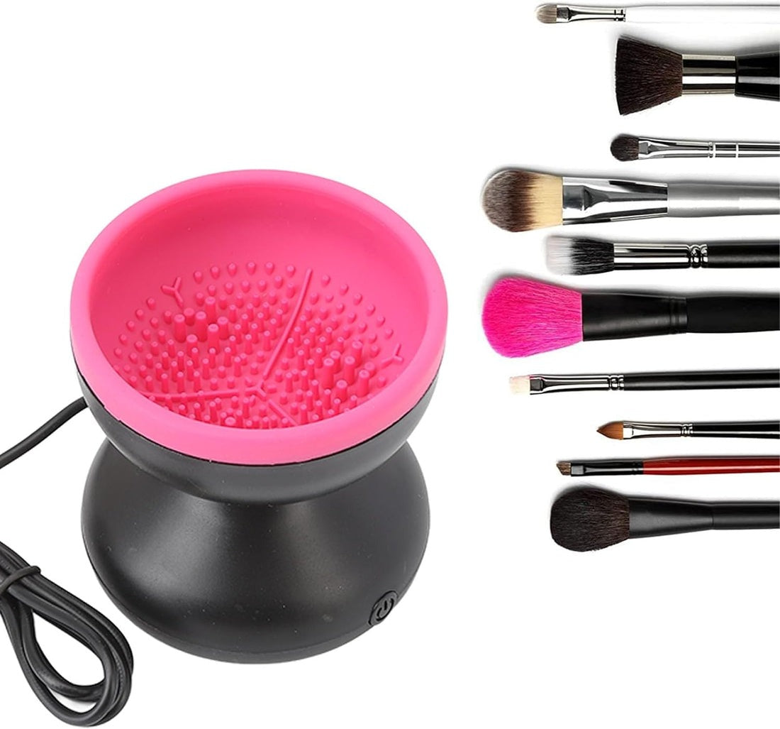 Nettoyeur de pinceaux maquillage électrique - Noir-Rose, Maquillage Professionnel