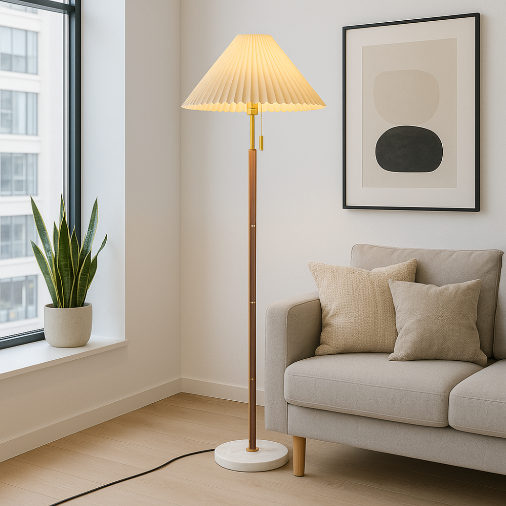 Vintage wooden floor lamp Yrus