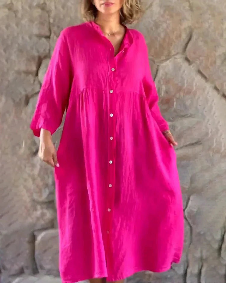 Robe ample avec chemise en coton et lin pour un look élégant et confortable t