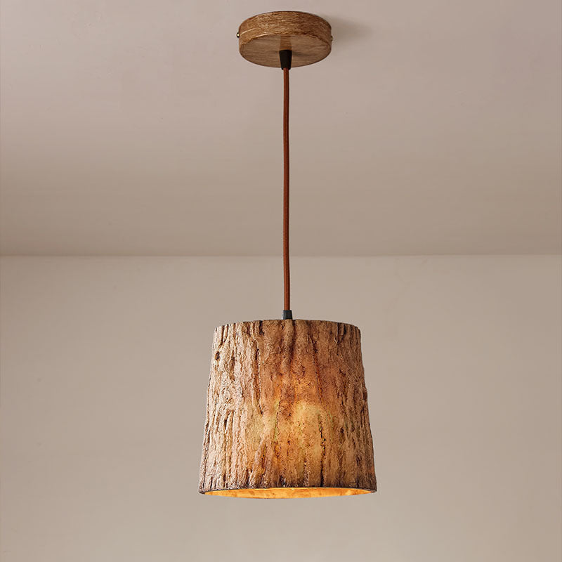 Pendant lamp made of wooden logs