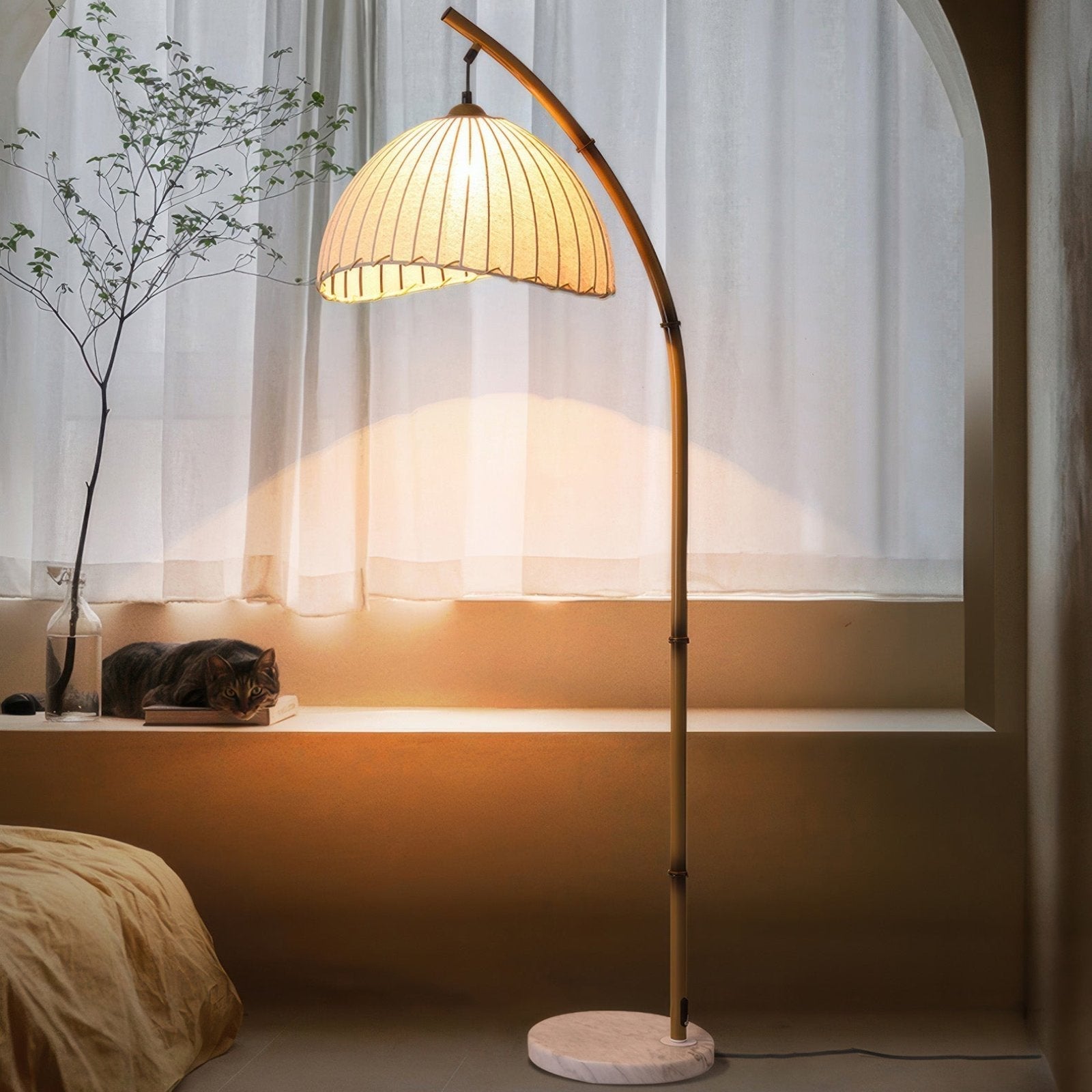 Cultural bamboo floor lamp