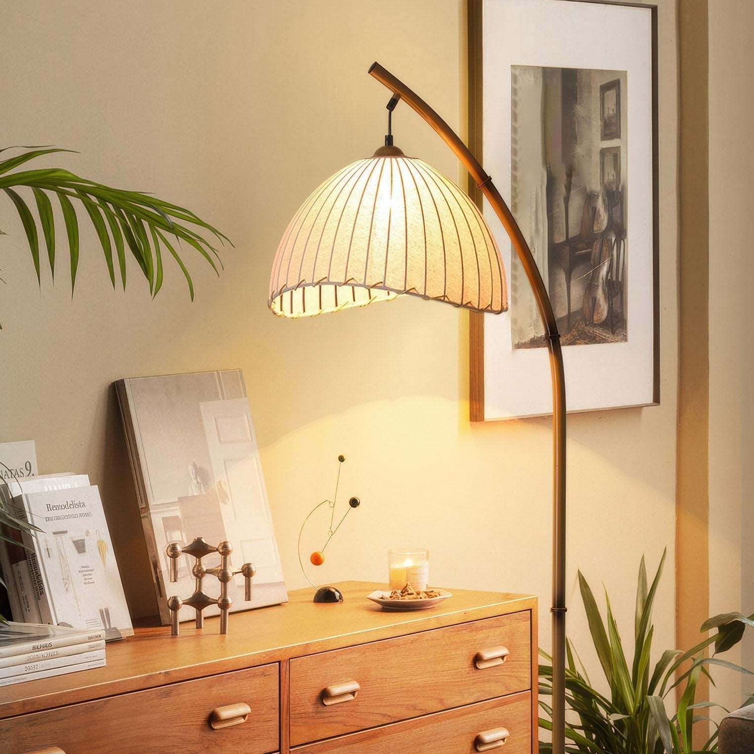 Cultural bamboo floor lamp