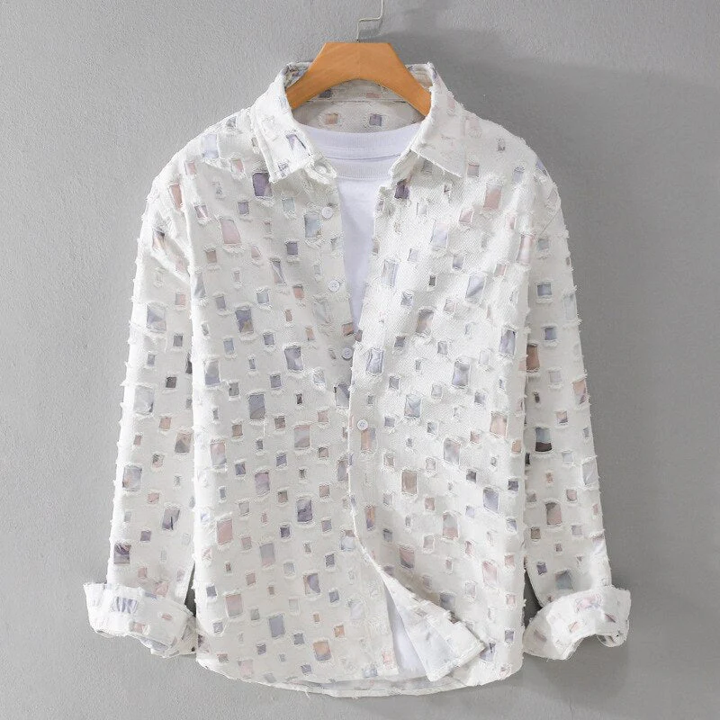 Chemise en denim tendance Blanc avec lavage facile et qualité coton premium t
