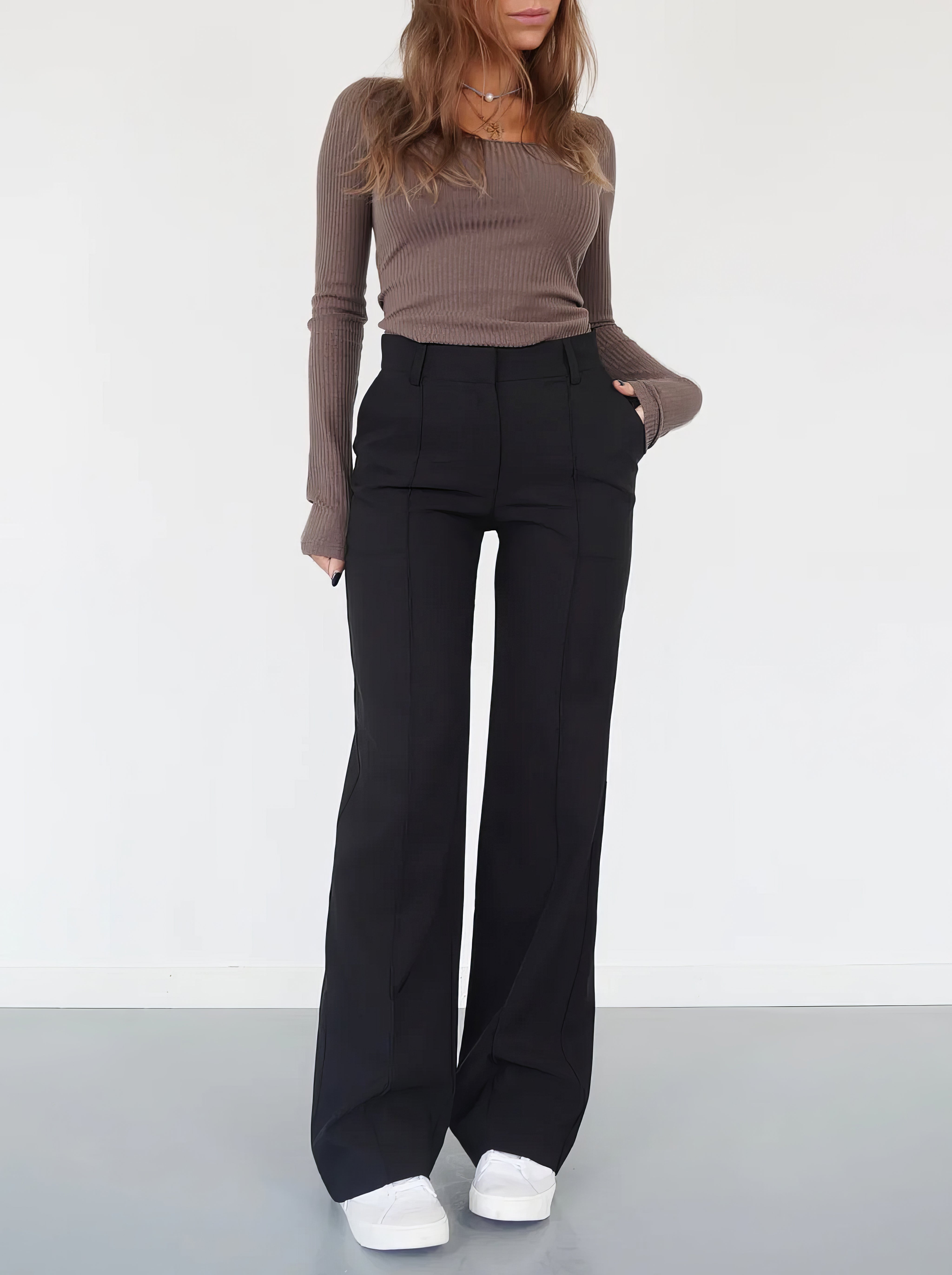 Pantalon chic noir taille haute - Confort exceptionnel et mode féminine trave