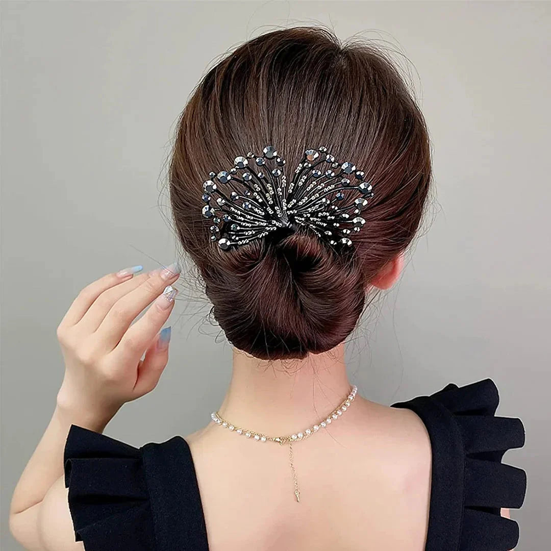 Pince Cheveux Tendance - Strass noir, Accessoire Cheveux Élégant pour Tous Types de Cheveux