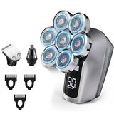 Improved 7D Razor for Bald Men - Waterproof with LED and Extra Head for Nose and Beard