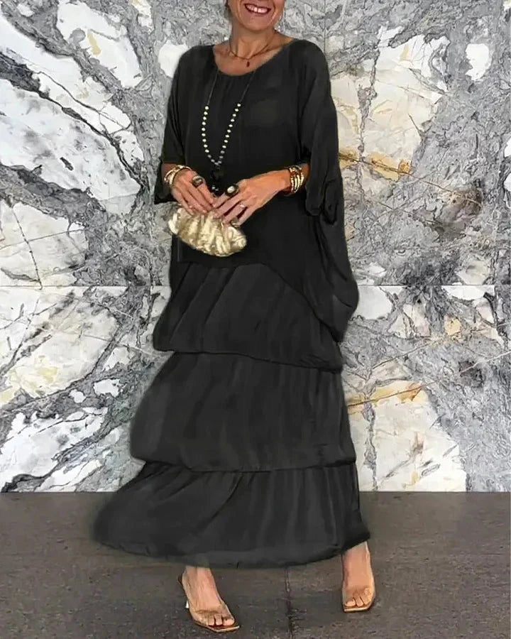 Robe Ample Artistique Noir - Silhouette trapèze, Mode intemporelle travel bot