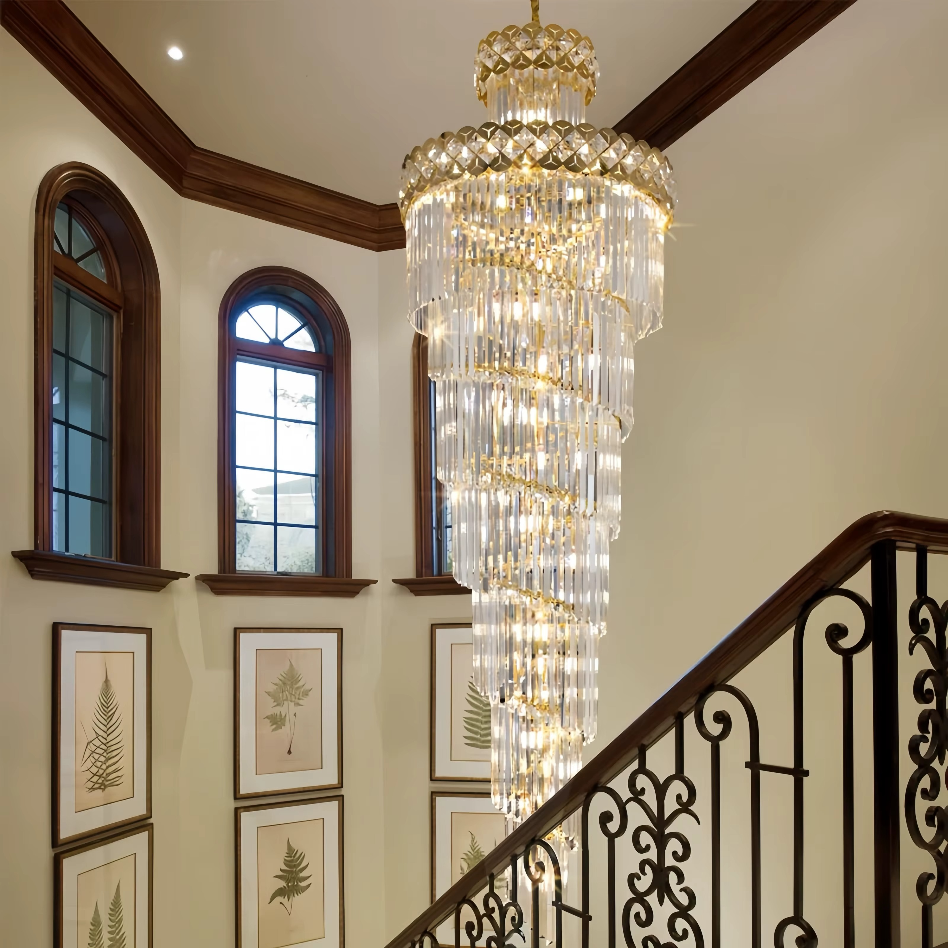 Modern crystal staircase chandelier