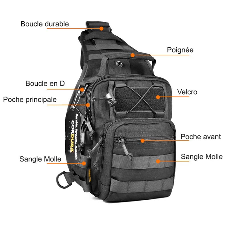 Sac à Bandoulière 50L - Qualité Militaire Léger & Compact pour une Utilisation Facile