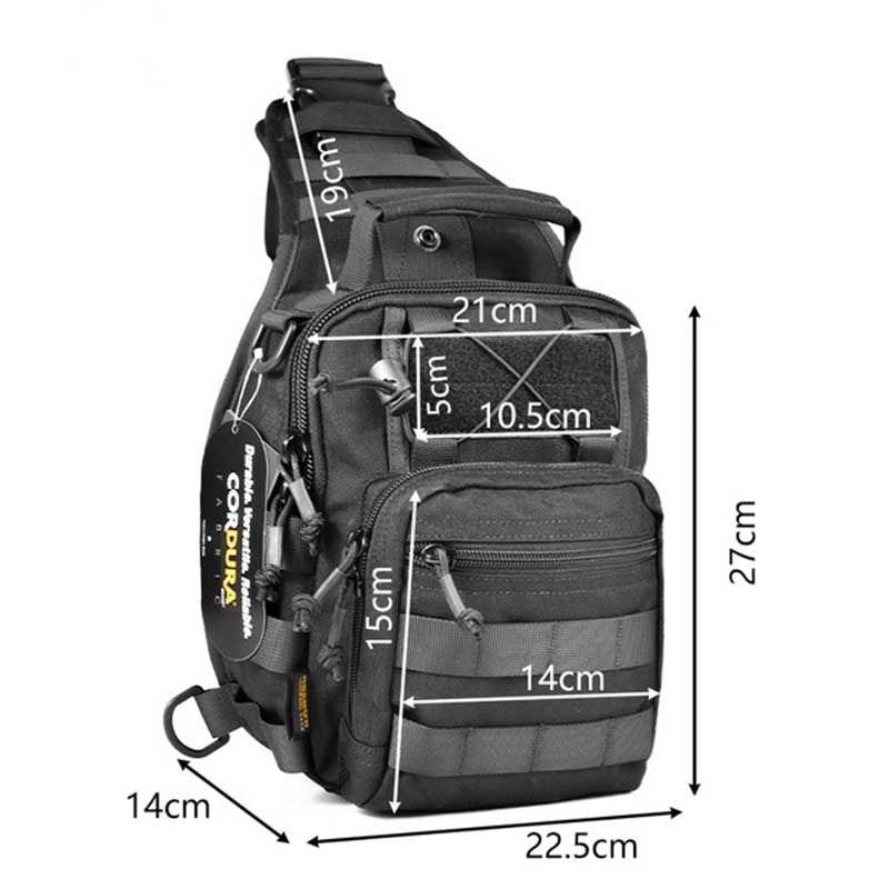 Sac à Bandoulière 50L - Qualité Militaire en Noir, Accessoire de Mode Élégant & Léger