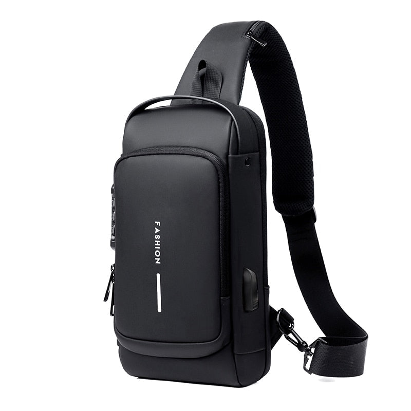 Sac à bandoulière USB antivol noir - Accessoire sécurisé et pratique pour vos besoins quotidiens
