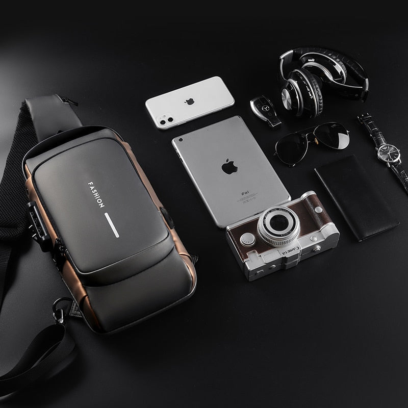Sac à bandoulière USB antivol noir - Accessoire sécurisé et pratique pour vos besoins quotidiens