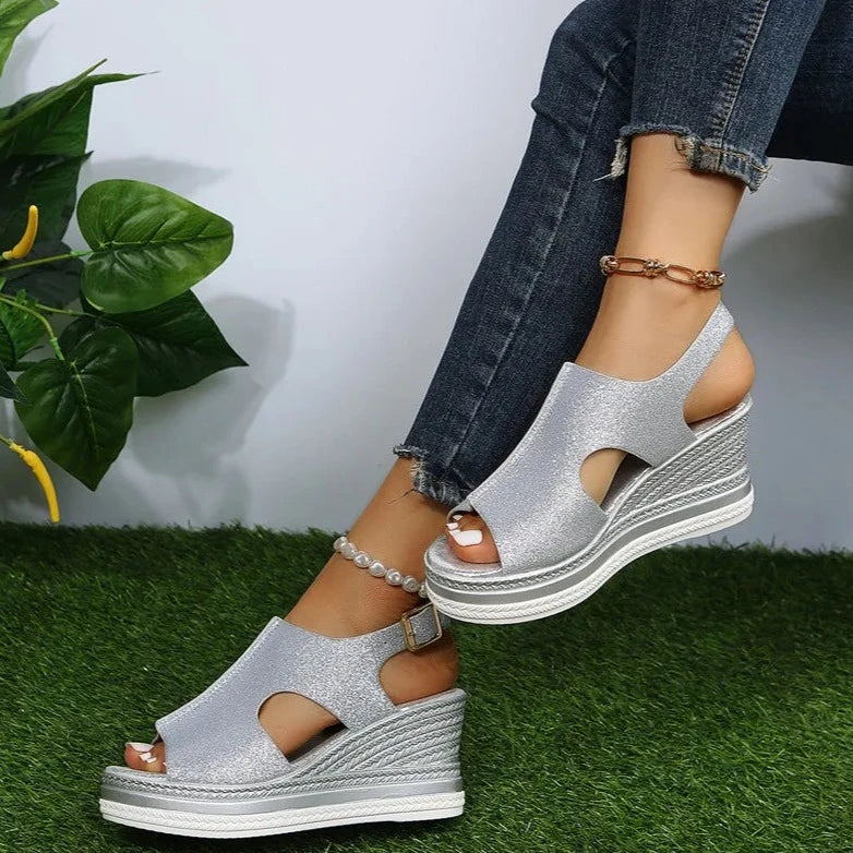 Sandales d'Été Scintillantes Sheila avec soutien voûte plantaire et design élégant