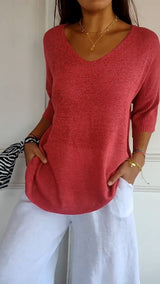 Sofia | V-neck knitted top