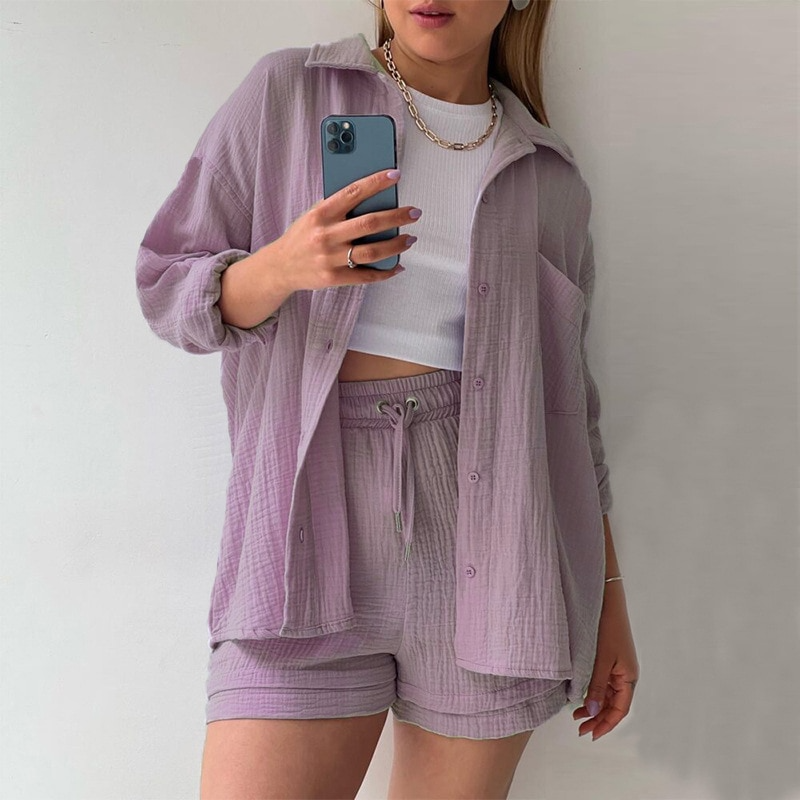 Ensemble coton premium pourpre pour femme Sylvie - Confort inégalé et style sophistiqué