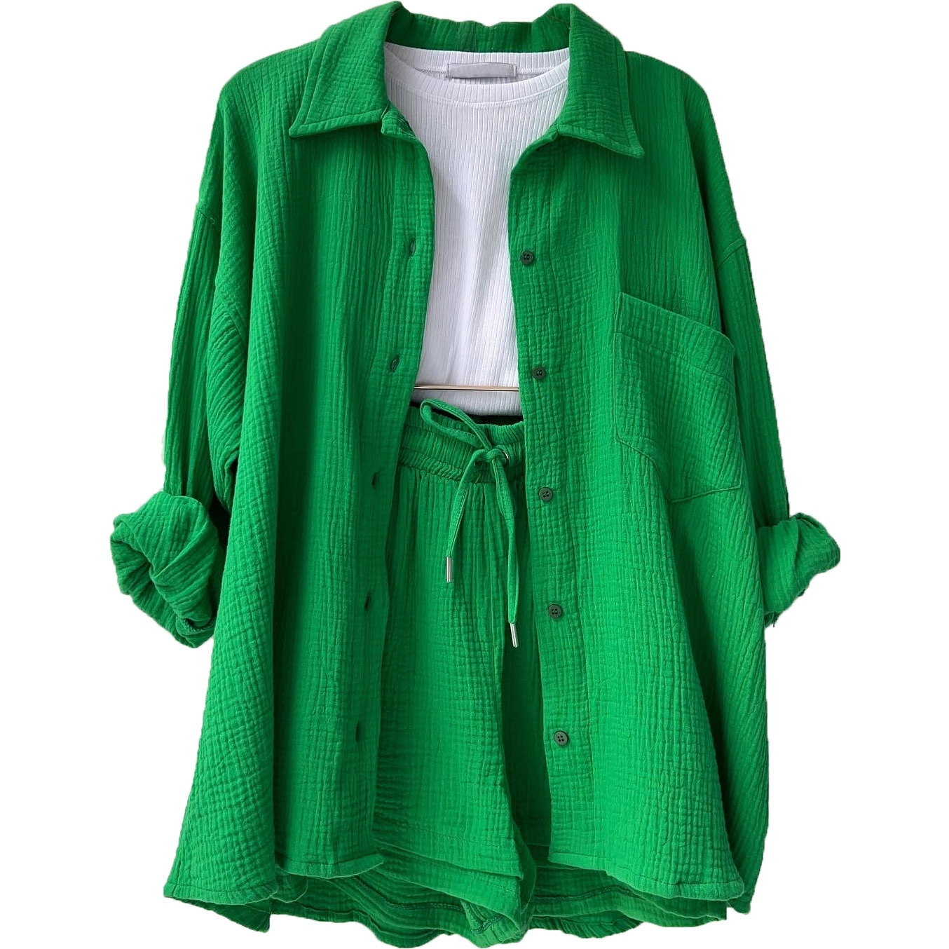Ensemble coton premium vert pour femme Sylvie - Look quotidien et élégance intemporelle