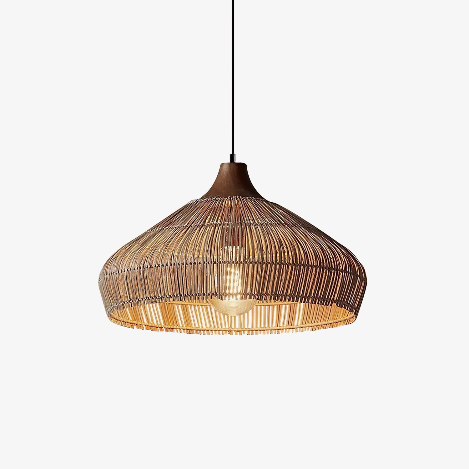 Hanging lamp in wicker and rattan