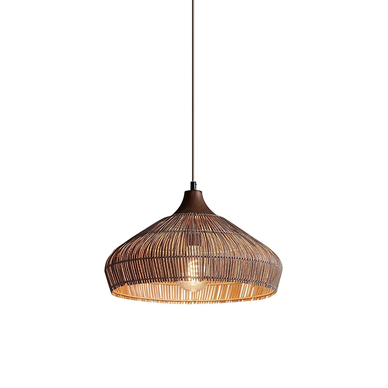 Hanging lamp in wicker and rattan