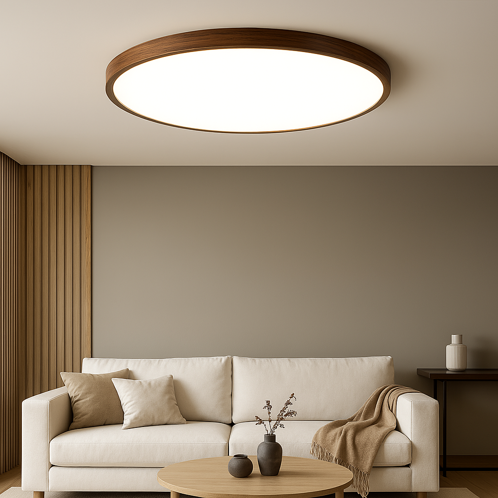 Dark wood grain ceiling light