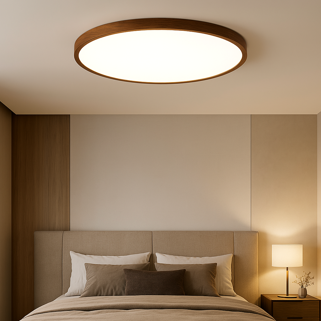 Dark wood grain ceiling light