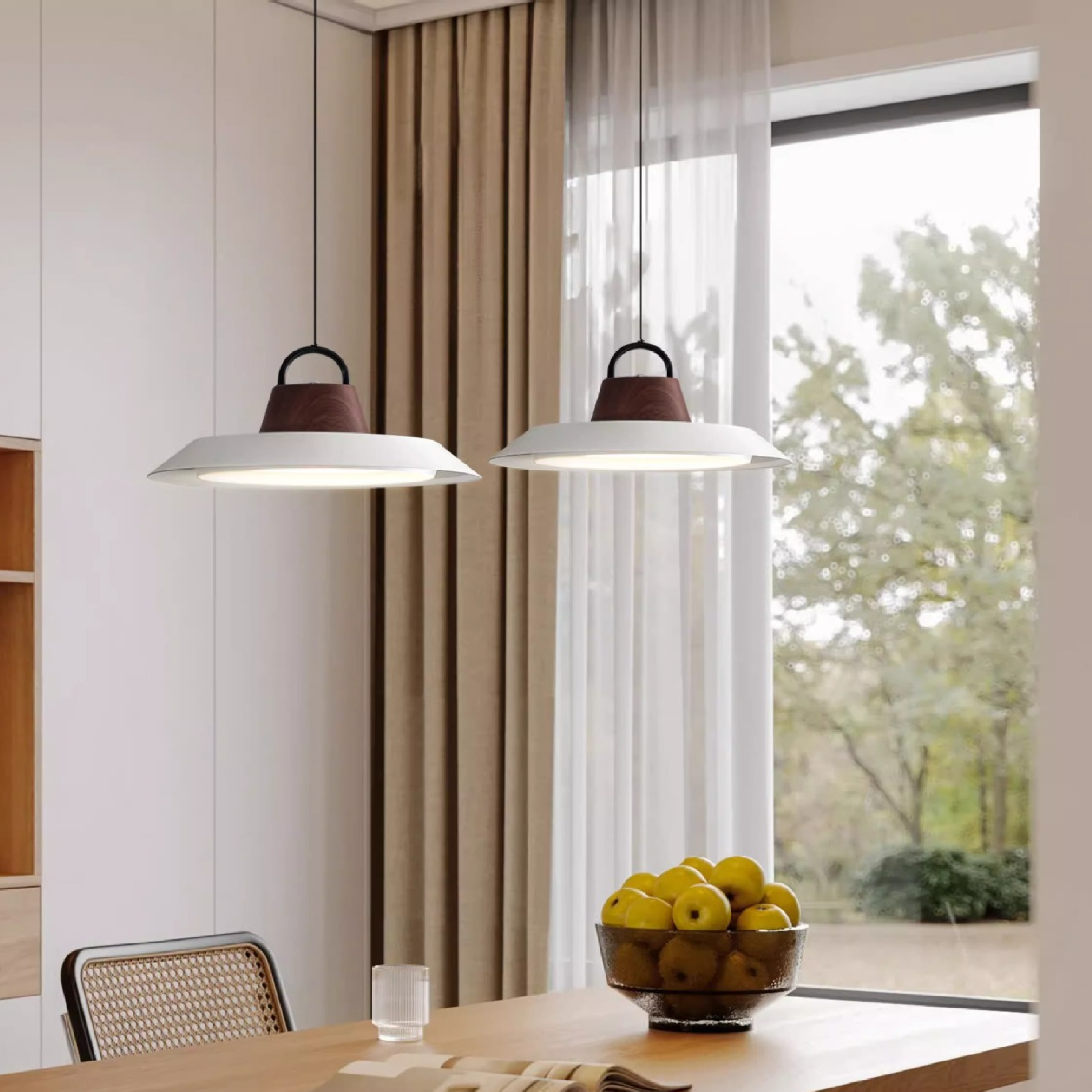 Scandinavian pendant lamp in wood/metal