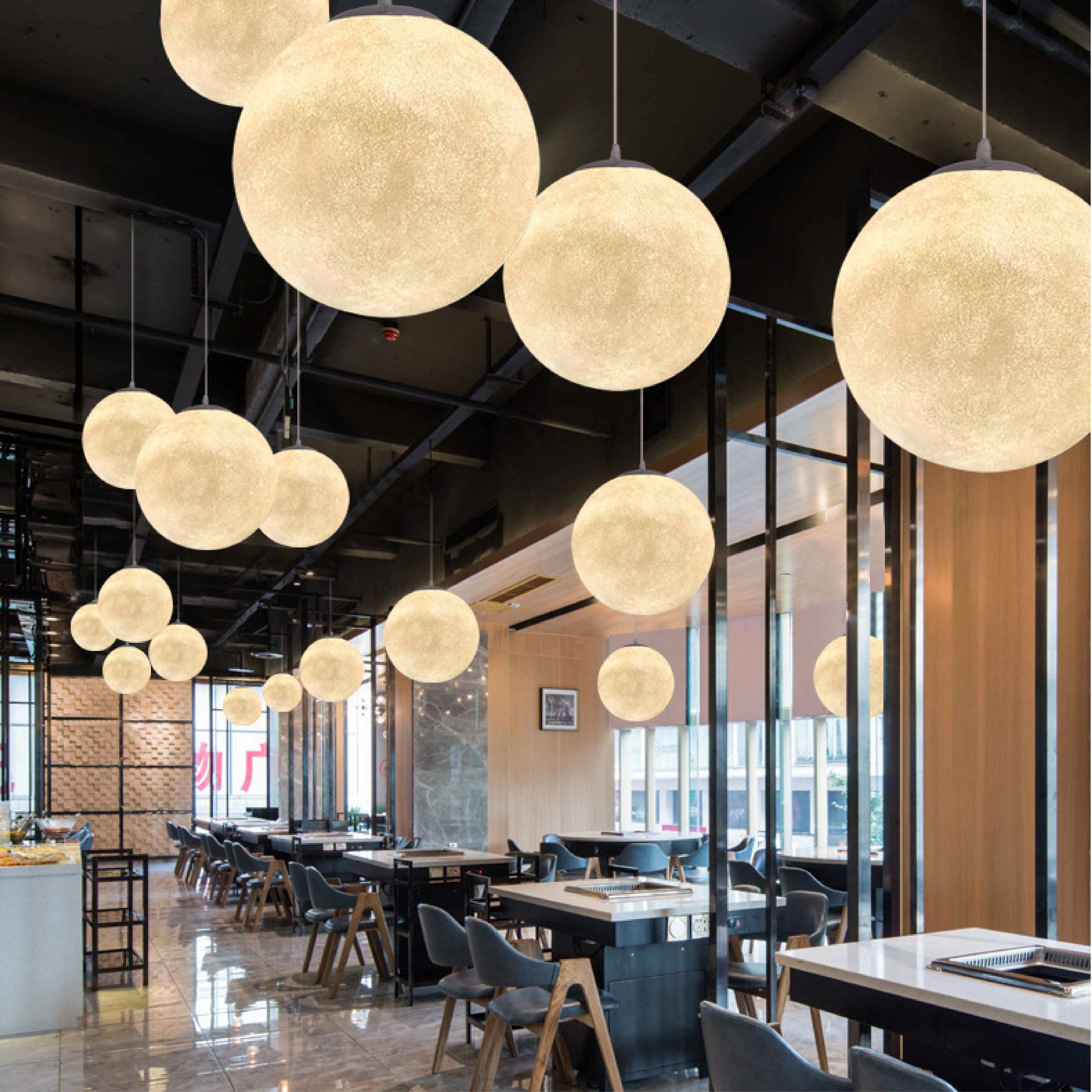 Pendant lamp with moon pattern