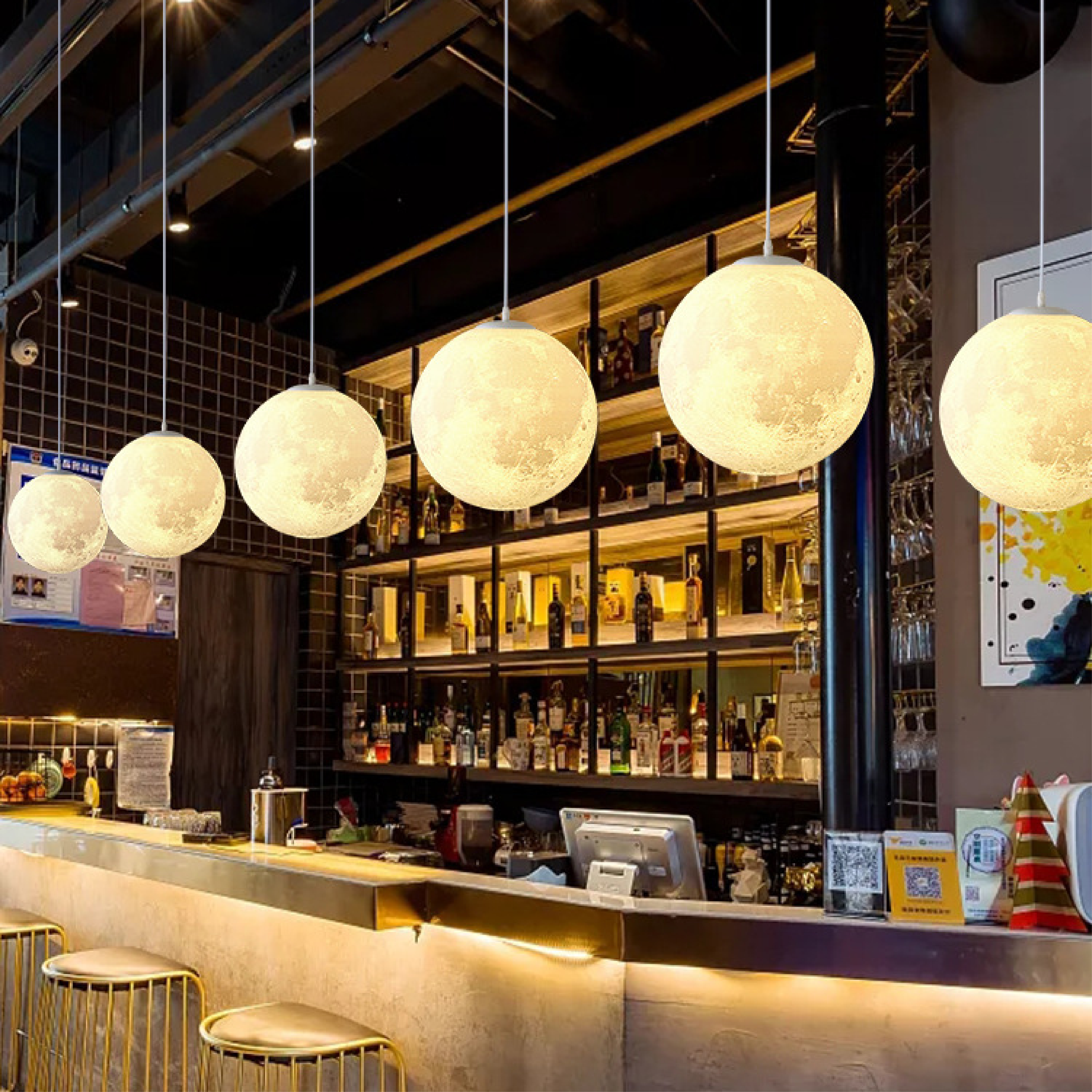 Pendant lamp with moon pattern
