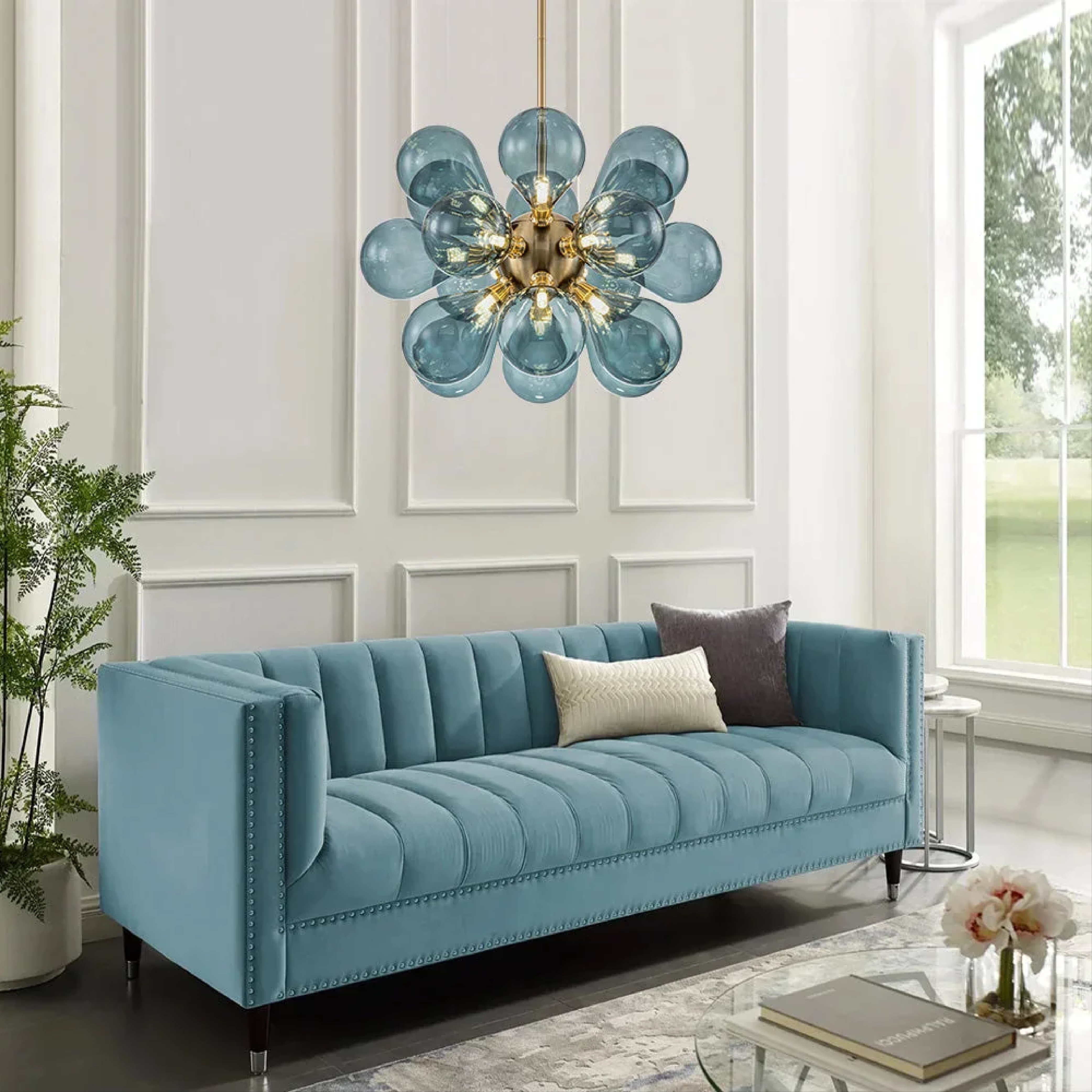 Blue glass cluster chandelier by Jarise