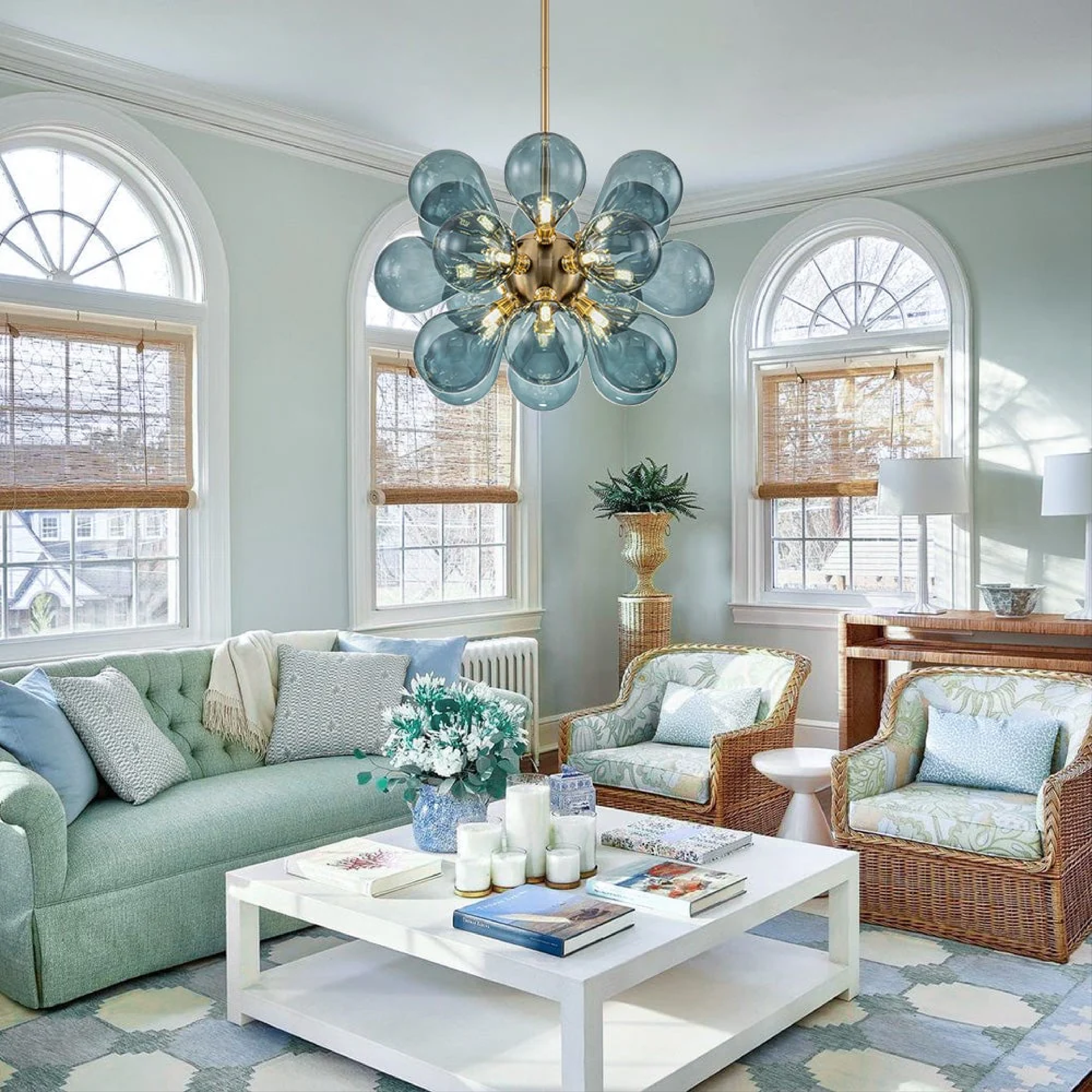 Blue glass cluster chandelier by Jarise