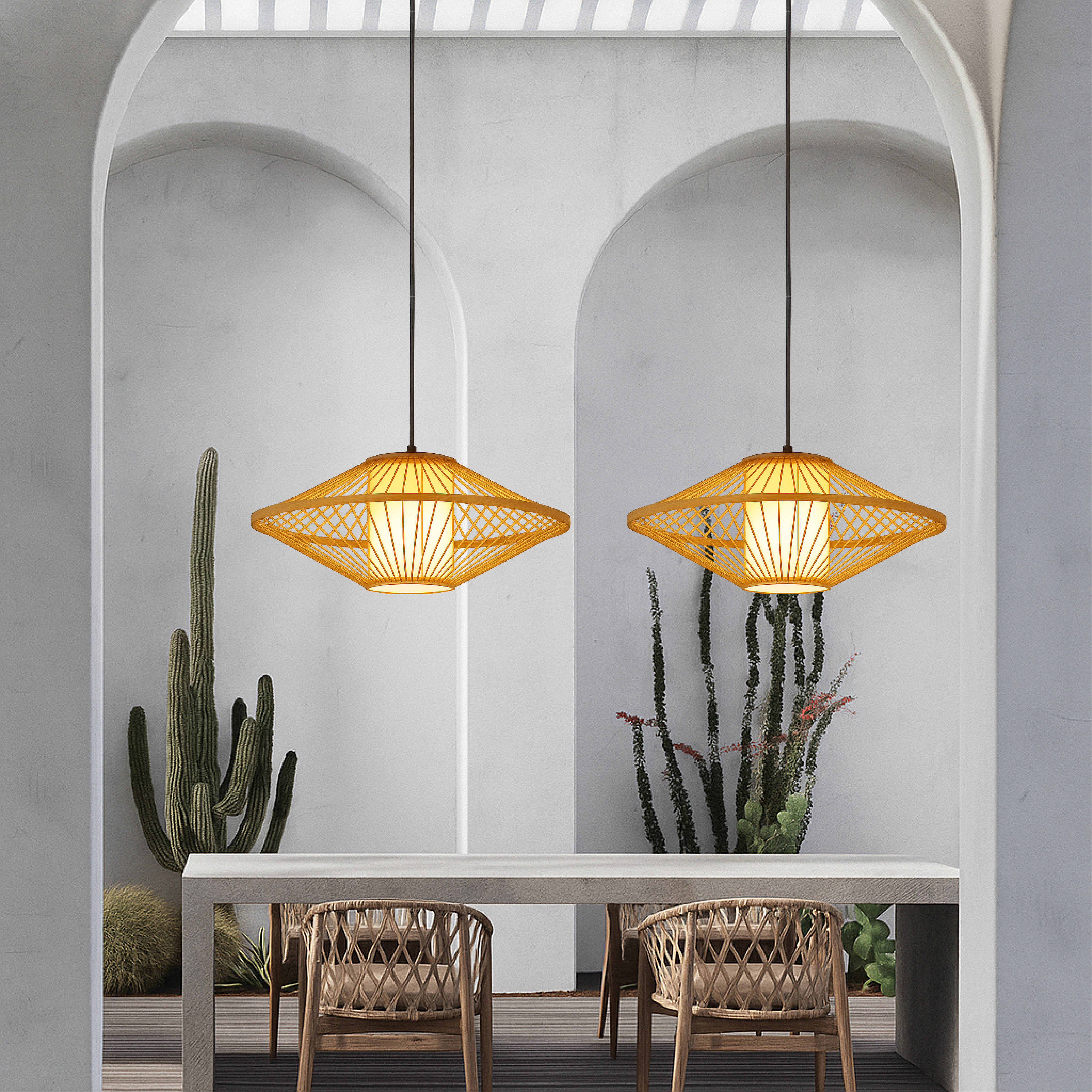Japanese bamboo pendant lamp