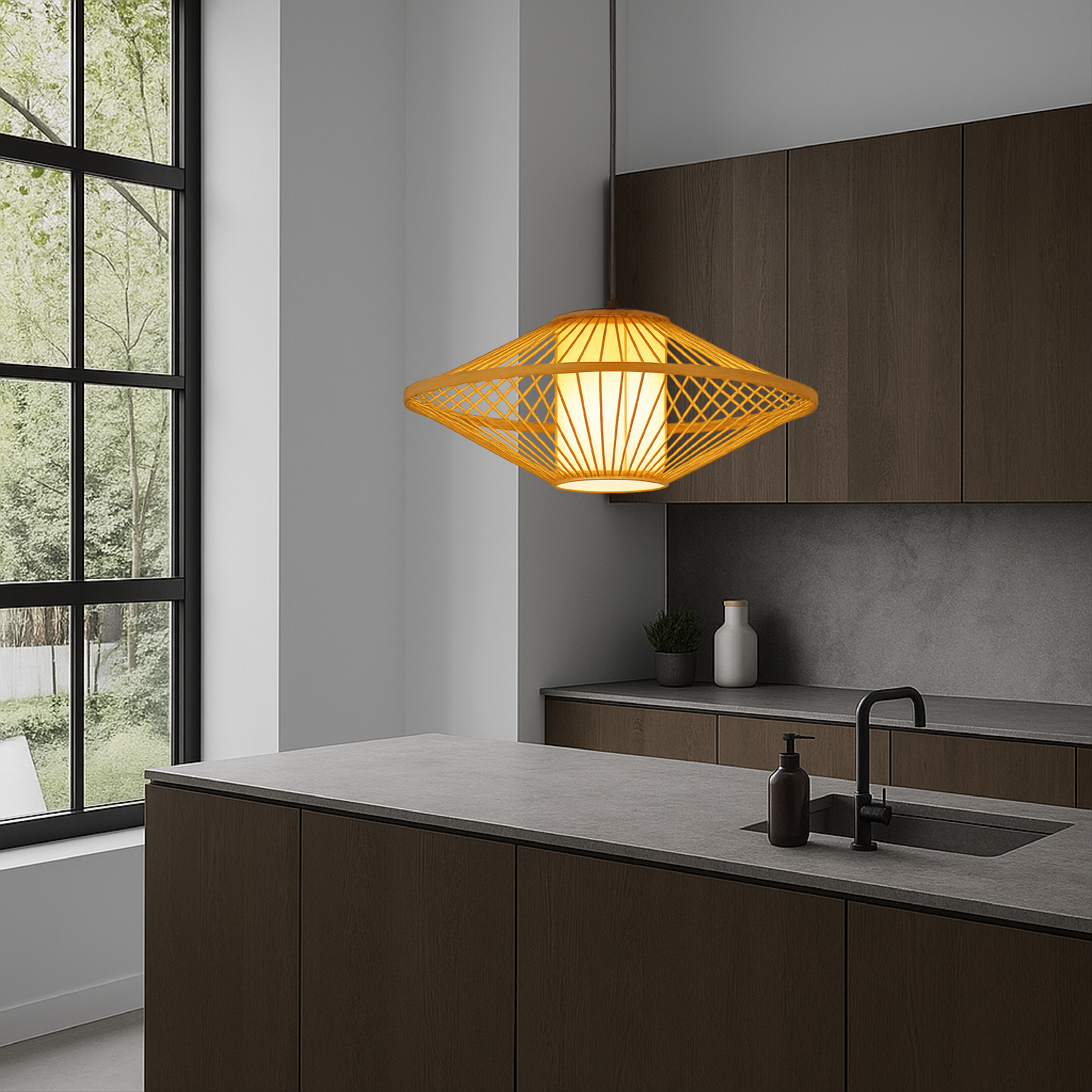 Japanese bamboo pendant lamp