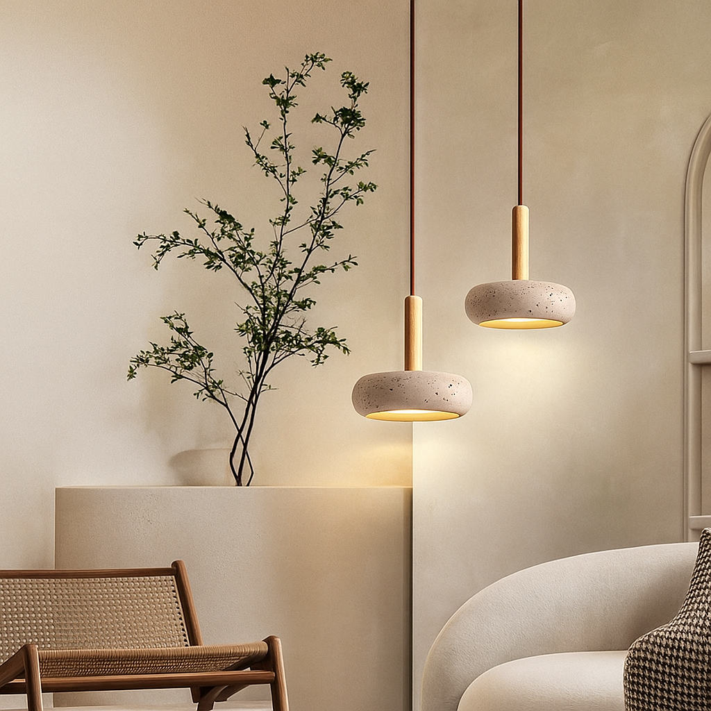 Travertine pendant light
