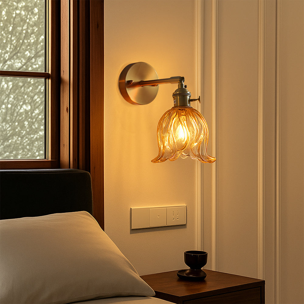 Glass wall light with flowers