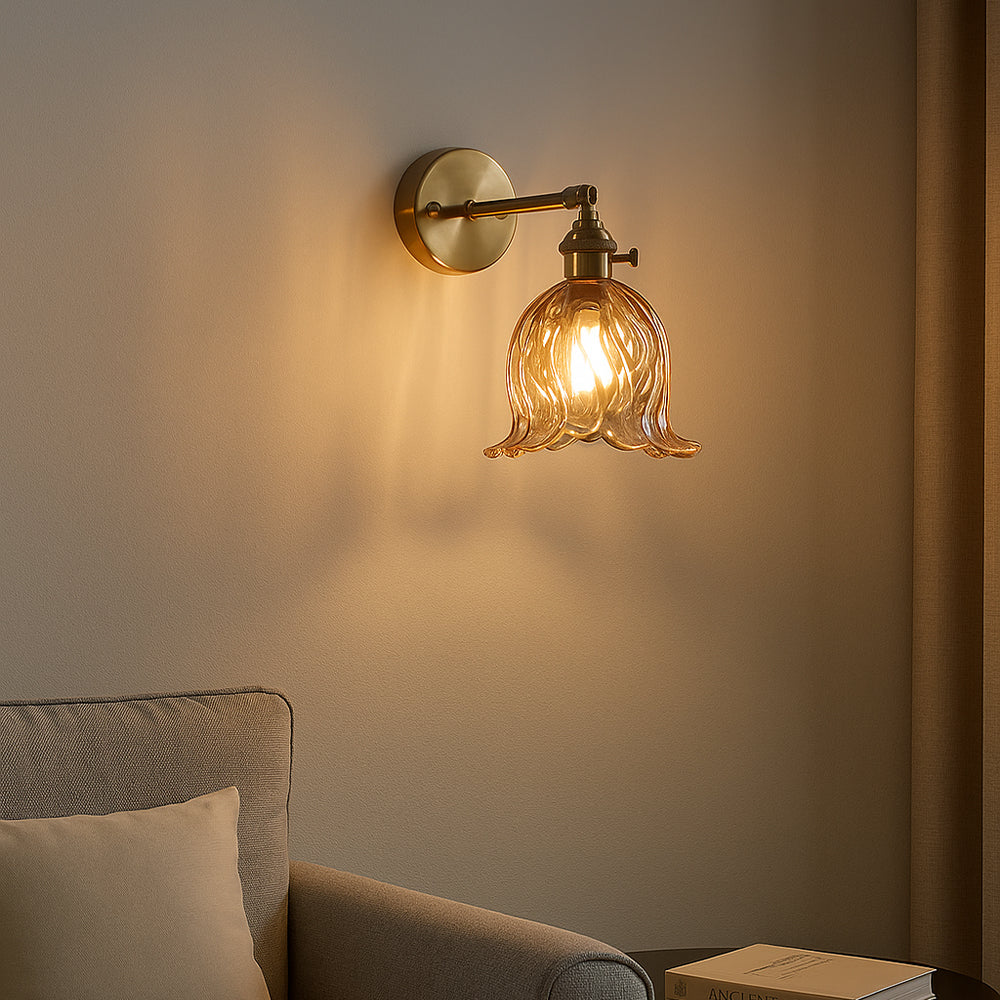 Glass wall light with flowers