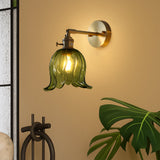 Glass wall light with flowers